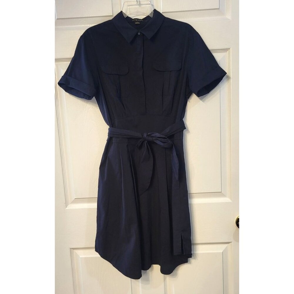 Cynthia Steffe Womens Cotton Collar Short Sleeve Pockets Dress Black Size 6
